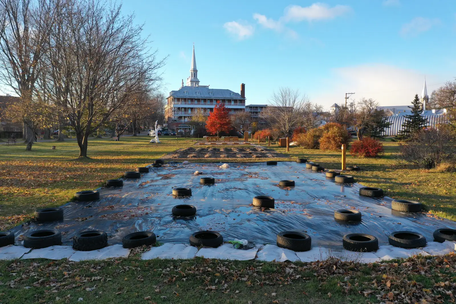 Vue aérienne de la parcelle du Potager à l'automne 2021